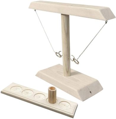 Handgemachte 8.5cm hölzerne Puppenhaus-Spielwaren färbten die Ringe, die Haken werfen