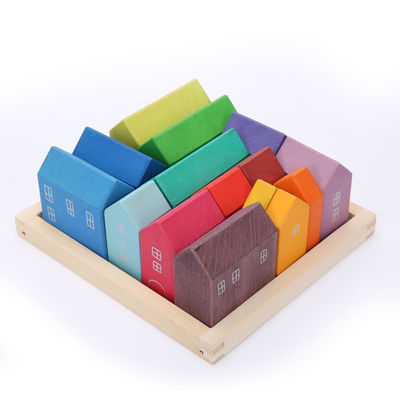 22.5cm Haus-hölzerner Regenbogen-Stapler-hölzerner Geschichten-Regenbogen, der Spielzeug stapelt