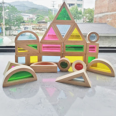 Hölzerner Regenbogen-Stapler-Pastellregenbogen der Kind8.66in, der Spielzeug stapelt