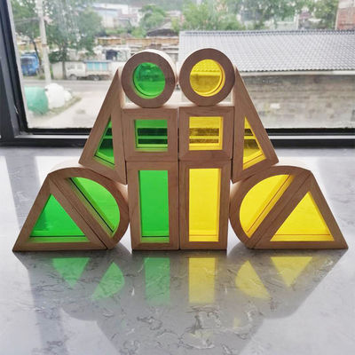 Hölzerner Regenbogen-Stapler-Pastellregenbogen der Kind8.66in, der Spielzeug stapelt