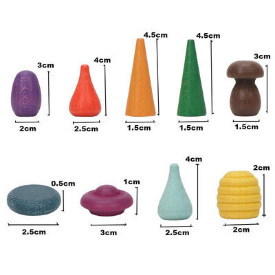 Hölzerner Regenbogen-Stapler-hölzernes Pilz-Puzzlespiel der Kegel-4cm