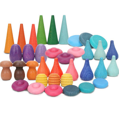 Hölzerner Regenbogen-Stapler-hölzernes Pilz-Puzzlespiel der Kegel-4cm