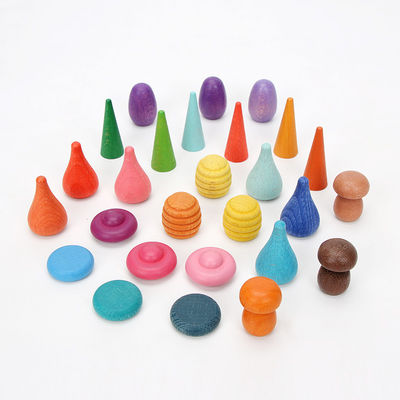 Hölzerner Regenbogen-Stapler-hölzernes Pilz-Puzzlespiel der Kegel-4cm