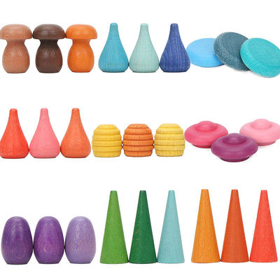Hölzerner Regenbogen-Stapler-hölzernes Pilz-Puzzlespiel der Kegel-4cm