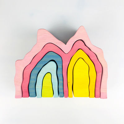 Hölzerne Bausteine Toy Geometric Rainbow Building Blocks Pegdolls