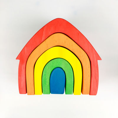 Hölzerne Bausteine Toy Geometric Rainbow Building Blocks Pegdolls