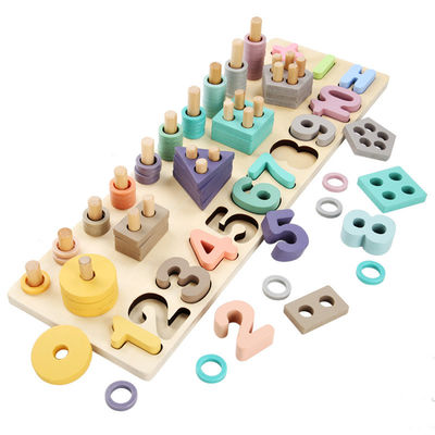 Geometrischer 14cm hölzerner Mathe-Toy Montessori Math Blocks Preschool-Unterricht