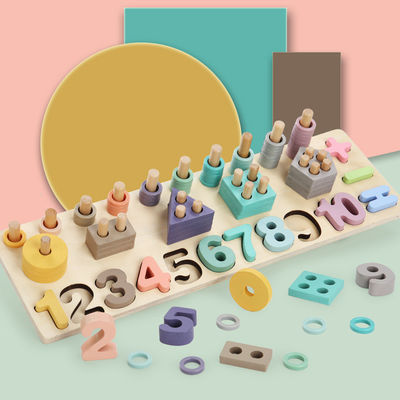 Geometrischer 14cm hölzerner Mathe-Toy Montessori Math Blocks Preschool-Unterricht