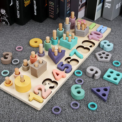 Geometrischer 14cm hölzerner Mathe-Toy Montessori Math Blocks Preschool-Unterricht