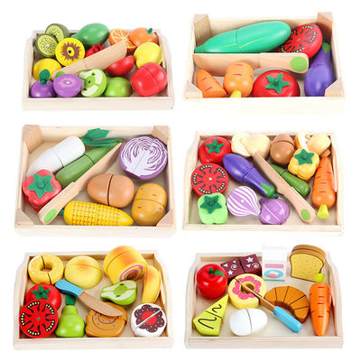 Hölzernes Schnittfrucht-magnetisches Gemüsespielzeug Montessori 9.5cm