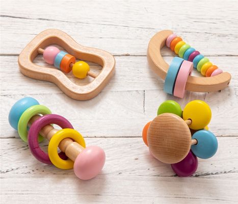 Geklapper Soother 11.6cm hölzerner Grad Zahnenstoy wooden rattle teether food