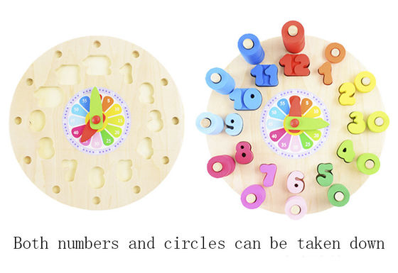 Geometrie-Uhr-hölzernes Puzzlespiel nummeriert Montessori, der Spielzeug zählt