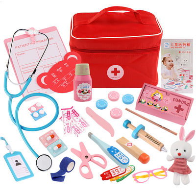 Tragbare Simulation hölzerner Toy Doctor Kit Soems Kinder