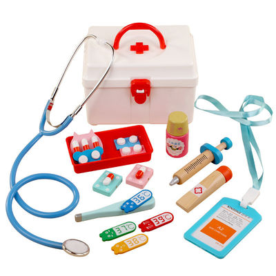 Tragbare Simulation hölzerner Toy Doctor Kit Soems Kinder