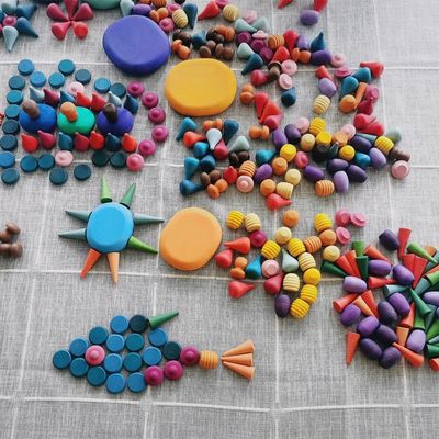 Stapler Montessori des Regenbogen-6pcs pädagogische hölzerne Spielwaren