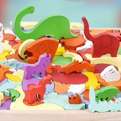ISO-stereoskopisches hölzernes Tierpuzzlespiel für Kinderfrüherziehung