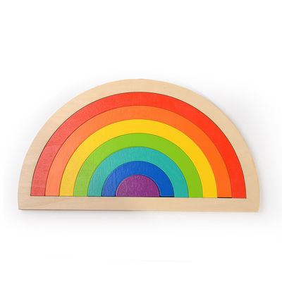 Regenbogen-Puzzlespiel-Blöcke der frühkindlichen Entwicklung hölzerne