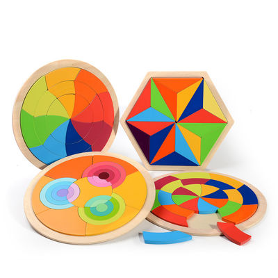 Regenbogen-Puzzlespiel-Blöcke der frühkindlichen Entwicklung hölzerne