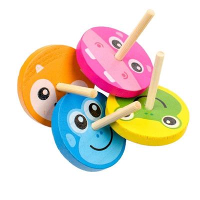 Kinderregenbogen-hölzerner Kreiselkompaß Toy Wheel For Stress Relieving