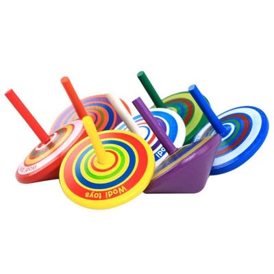 Kinderregenbogen-hölzerner Kreiselkompaß Toy Wheel For Stress Relieving