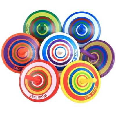 Kinderregenbogen-hölzerner Kreiselkompaß Toy Wheel For Stress Relieving