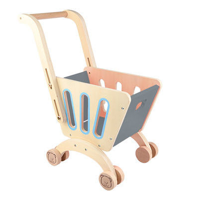Doppelstöckiger hölzerner Toy Shopping Trolley der Kinder
