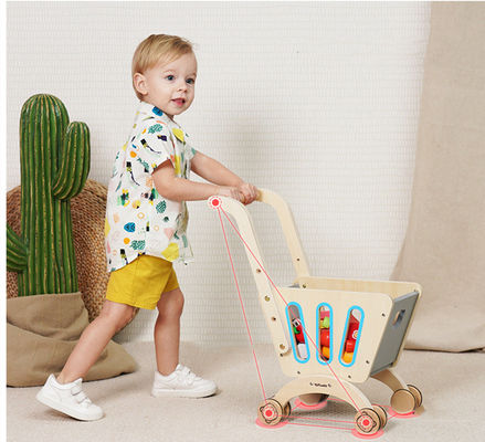 Doppelstöckiger hölzerner Toy Shopping Trolley der Kinder