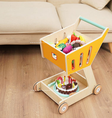 Doppelstöckiger hölzerner Toy Shopping Trolley der Kinder