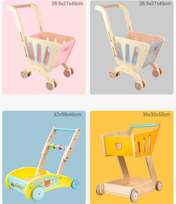Doppelstöckiger hölzerner Toy Shopping Trolley der Kinder
