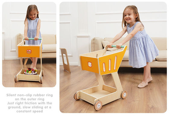 Doppelstöckiger hölzerner Toy Shopping Trolley der Kinder