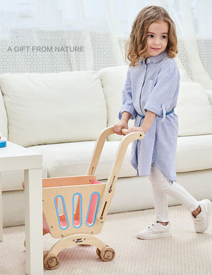 Doppelstöckiger hölzerner Toy Shopping Trolley der Kinder