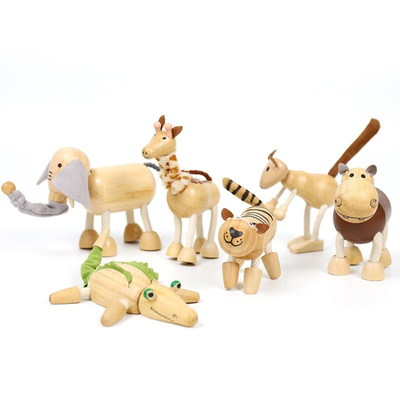 Hölzerne Simulations-kleines Tier blockiert Forest Farm Animal Dolls Early-Kindheits-Bausteine