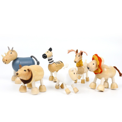 Hölzerne Simulations-kleines Tier blockiert Forest Farm Animal Dolls Early-Kindheits-Bausteine