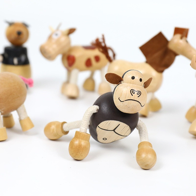Hölzerne Simulations-kleines Tier blockiert Forest Farm Animal Dolls Early-Kindheits-Bausteine