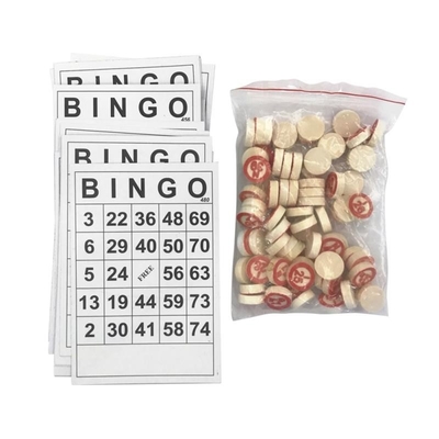 Weinlese-hölzernes Schach-Bingo-Spiel mit 40 Bingo-Zahl-Karten DIY