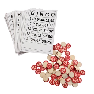 Weinlese-hölzernes Schach-Bingo-Spiel mit 40 Bingo-Zahl-Karten DIY