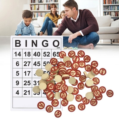 Weinlese-hölzernes Schach-Bingo-Spiel mit 40 Bingo-Zahl-Karten DIY