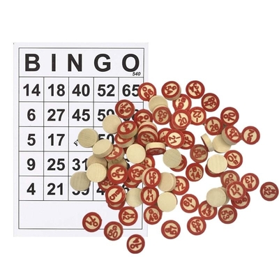 Weinlese-hölzernes Schach-Bingo-Spiel mit 40 Bingo-Zahl-Karten DIY