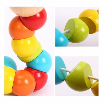 Neue Regenbogen-Wurm-Torsions-Marionetten-Erkennen-Spaß-pädagogische Spielwaren-veränderbare Form-Holzklotz-Kinderbuntes Caterpillar-Ba