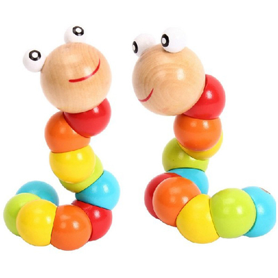 Neue Regenbogen-Wurm-Torsions-Marionetten-Erkennen-Spaß-pädagogische Spielwaren-veränderbare Form-Holzklotz-Kinderbuntes Caterpillar-Ba