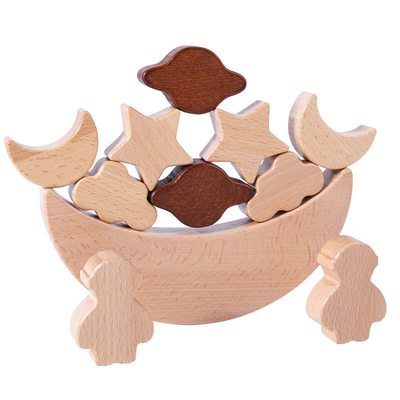 Die Spielwaren-Holzklotz-Stern-Mond Montessori-Kinder stapelte pädagogischer Block-hölzernen Toy Diy Baby Balance Training-Betrug