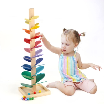 Montessori pädagogischer Toy Blocks Wooden Music Tree mit Marmorball-Laufbahn-Spiel-Baby-Kinderkinderintelligenz-Holz