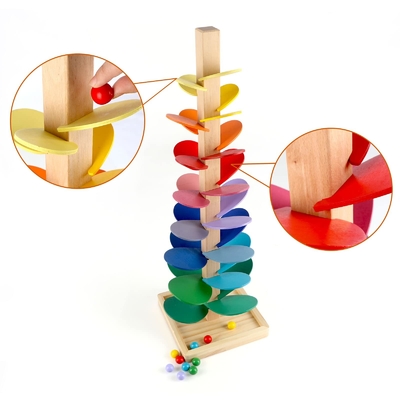 Montessori pädagogischer Toy Blocks Wooden Music Tree mit Marmorball-Laufbahn-Spiel-Baby-Kinderkinderintelligenz-Holz