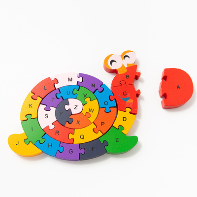 Hölzerne Baustein-Spielwaren für Kinderbaby-Früherziehungs-Schnecken-Digital-Schildkröten-kognitive Rechtschreibungskinder