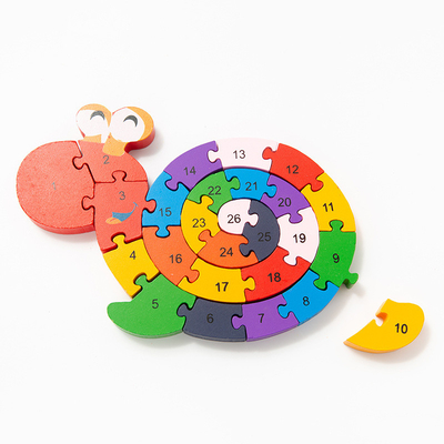 Hölzerne Baustein-Spielwaren für Kinderbaby-Früherziehungs-Schnecken-Digital-Schildkröten-kognitive Rechtschreibungskinder