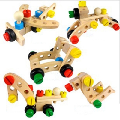 Der Nutzen-Intelligenz-Zerlegungs-Versammlungs-Auto Toy Solid Wood Assembly Intelligence der Kinder 30 Stücke schrauben Spielzeug