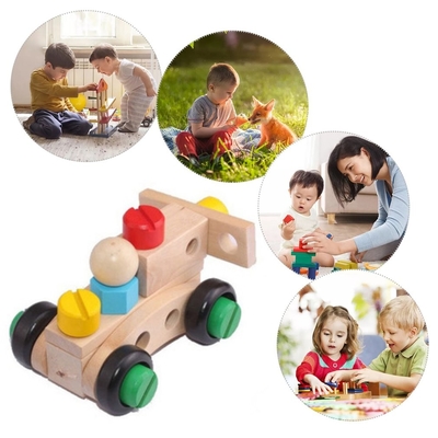 Der Nutzen-Intelligenz-Zerlegungs-Versammlungs-Auto Toy Solid Wood Assembly Intelligence der Kinder 30 Stücke schrauben Spielzeug