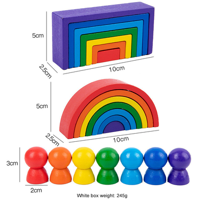 Baby hölzernes Montessori-Regenbogenbaustein pädagogisches