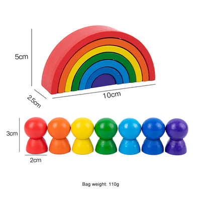 Baby hölzernes Montessori-Regenbogenbaustein pädagogisches