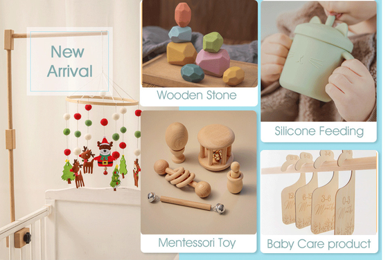 4 PC/Satz-Baby spielt musikalisches neugeborenes Geschenk natürliches hölzernes Geklapper Teether